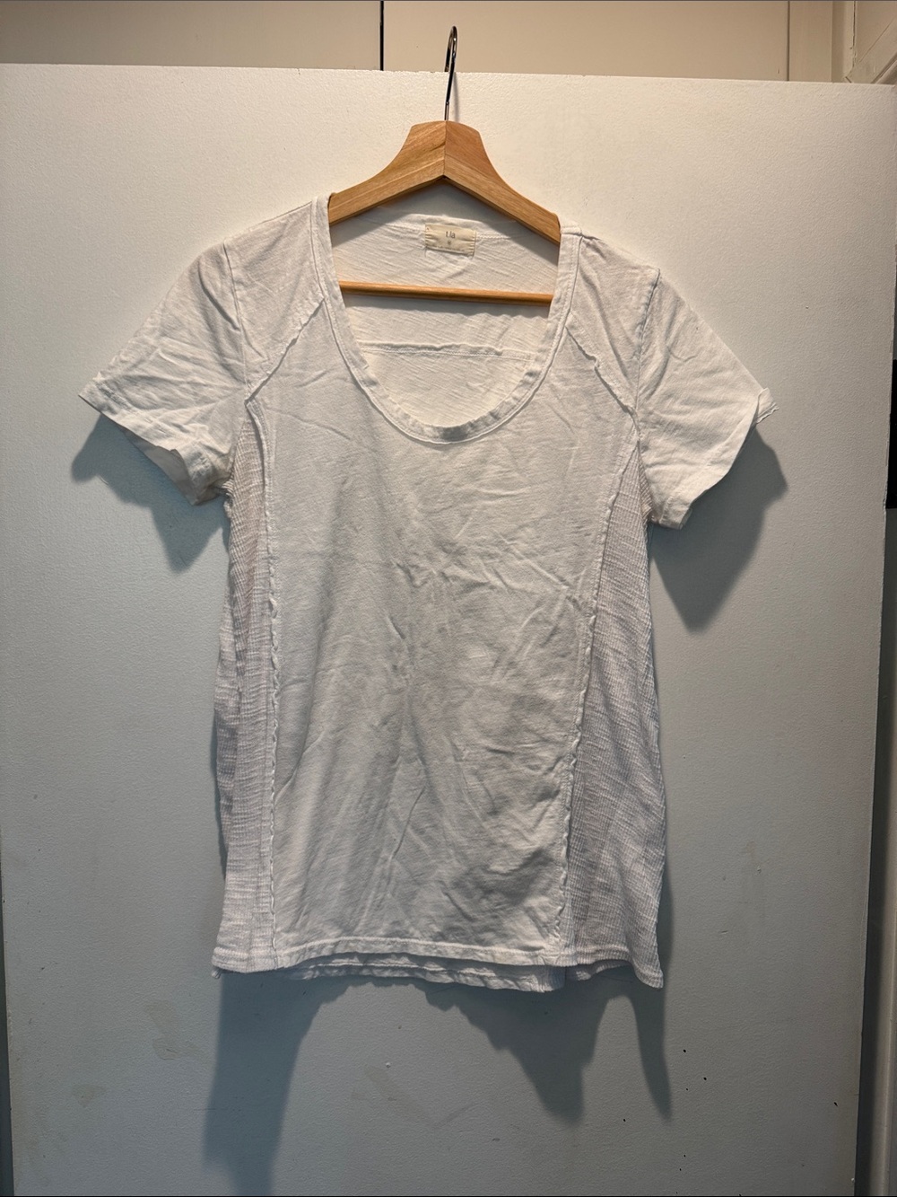 T.La White Scoop Neck Short Sleeve Tee